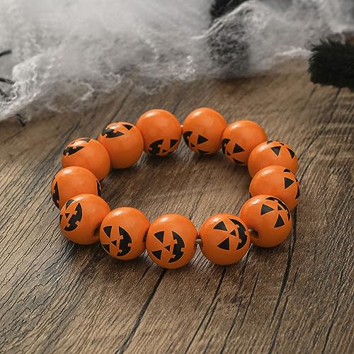 2025 Halloween Pumpkin Spider Bracelet for Women Men Adjustable Wood Bead Bracelet for Halloween Festival Party Jewelry Gifts4