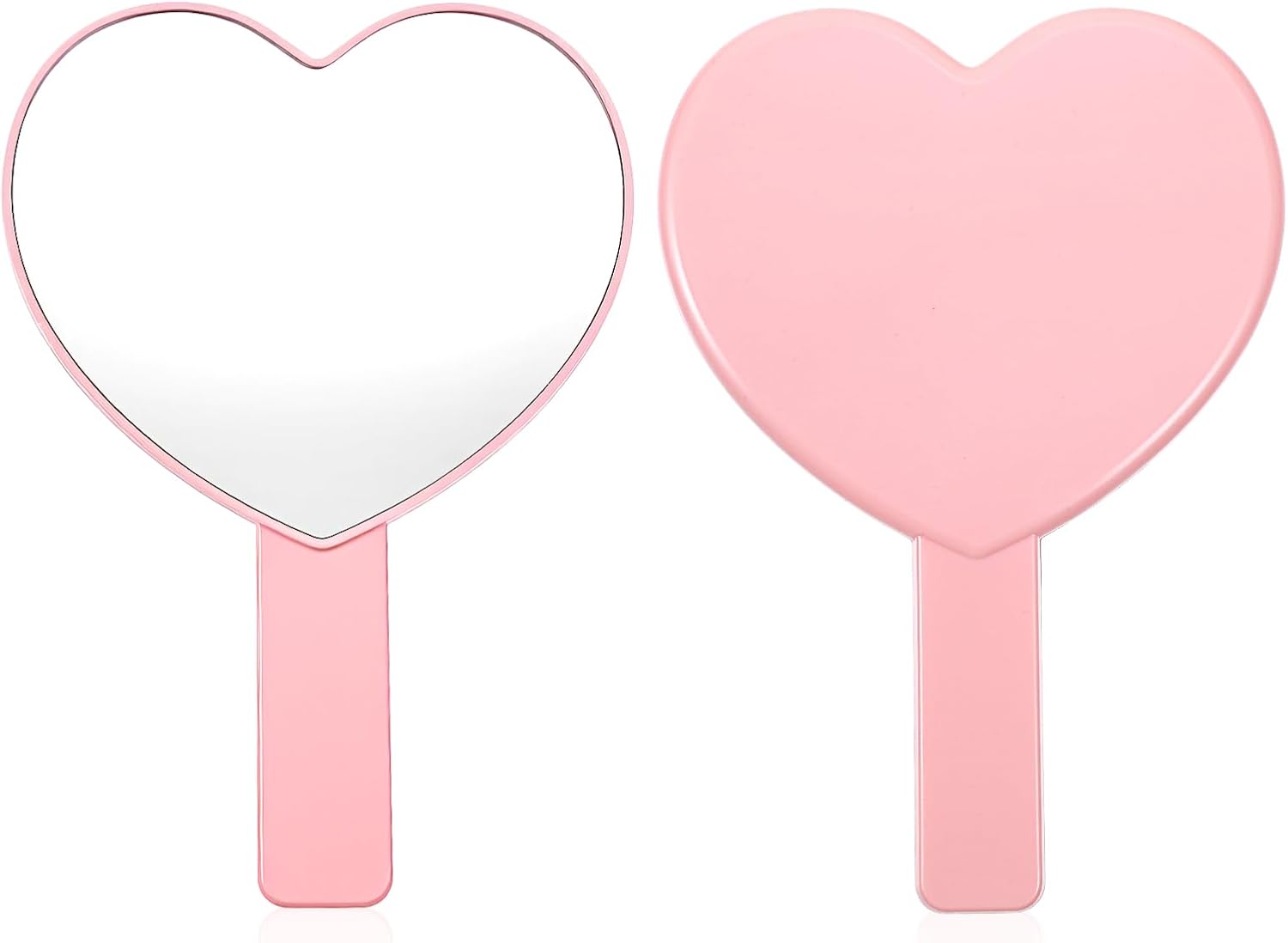 Heart Shaped Small Handheld Mirror,Handheld Eyelash Mirror Cosmetic Hand Mirrors with Handle for Portable Travel for Women Girls(Pink)