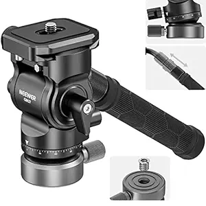 NEEWER Tripod Fluid Head with +/-10 Leveling Base(37mm Dia.), Metal Pan Tilt Head with Arca Type QR Plate, Telescopic Handle for Compact Video Camera DSLR Camera, Max Load 8.8lb/4kg, GM27