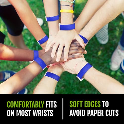 Image of 500 WristCo Marine Blue Tyvek Wristbands for Events - Comfortable Tear Resistant Paper Bracelets ID Wrist Bands for Concerts Festivals Admission Party Identification