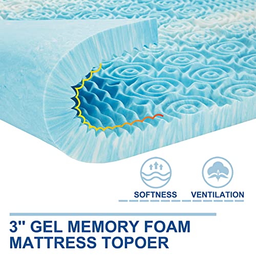 Image of SINWEEK 3 Inch Memory Foam Mattress Topper Twin XL, Twin Extra Long Mattress Pads for College Dorm Single Bed, Pressure Relieve CertiPUR-US Certified, 39x80 Inches, Blue