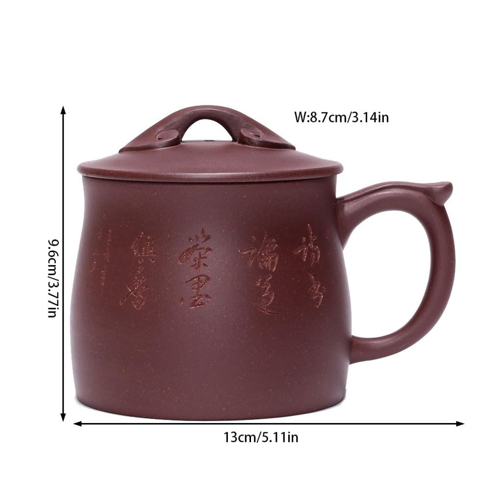 Matcha Cups Ruyi kubek do parzenia herbaty z pokrywką fioletowy kubek na piasek ręcznie wykonany kubek na wodę pitną męski biurowy kubek do herbaty 420 ml zestaw do herbaty kubek do herbaty