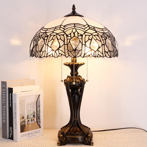 Image of 16Inch Tiffany Stained Glass Lamp Shade Replacement Only(White Baking Bend) | Fit For Table Lamps FLoor Lamp Ceiling Fixture Pendant Hanging Light Home Office Decoration