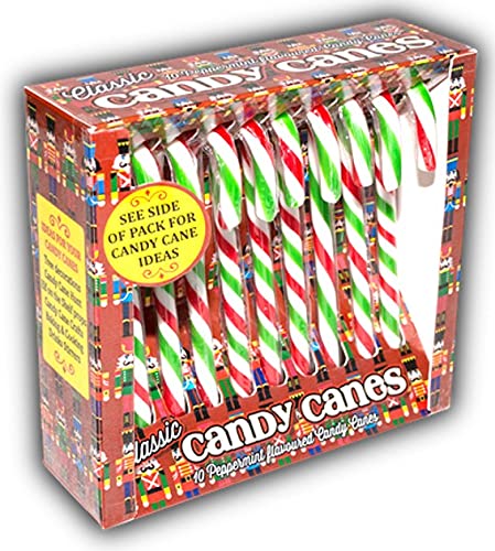 10 Red, Green and White Peppermint Flavoured Candy Canes - Suitable for Vegetarians and Vegans - 100g