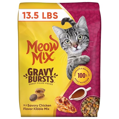 Meow Mix Gravy Bursts Gravy Filled Pieces Savory Chicken Flavors Dry Cat Food 13.5 lb. Bag