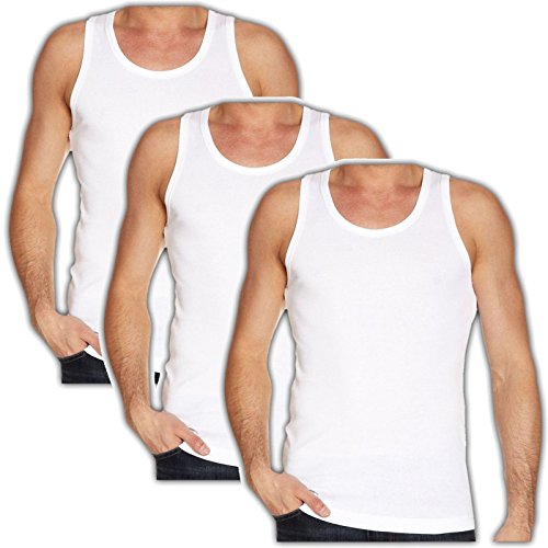 Get The Trend - Camiseta interior - para hombre Blanco Paquete de 12 chalecos blancos para hombre. S