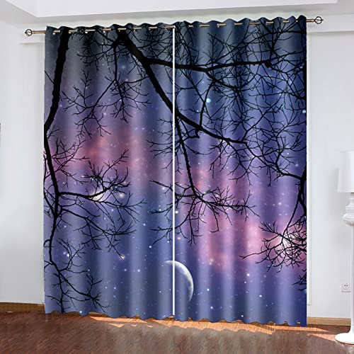 Décoration de Fenêtre Rideau - Rideaux Occultant Isolation Thermique Paysage Paire de Rideau Occultant Thermique Isolants a Rideaux Chambre Salon 2 Pièces...