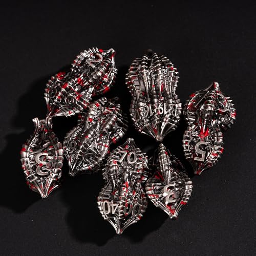 Iustidie 7-Die Metal DND Dice Set Metallic Polyhedral Role Playing Dice