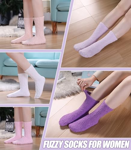 Image of Womens Fuzzy Socks Cozy Fluffy Slipper Soft Winter Warm Home Sleeping Christmas Socks