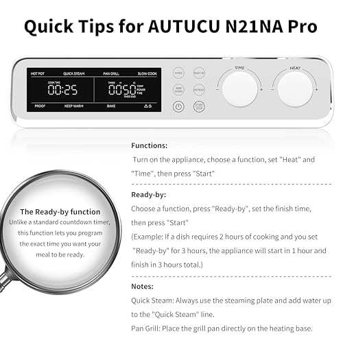 Image of N21NA Pro Slow Cooker 10 Quart, 8-in-1 Programmable PFOA-Free Ceramic Coated Multi-Cooker with Grill Pan, Steaming Plate (Includes Silicone Spoon & Tongs)