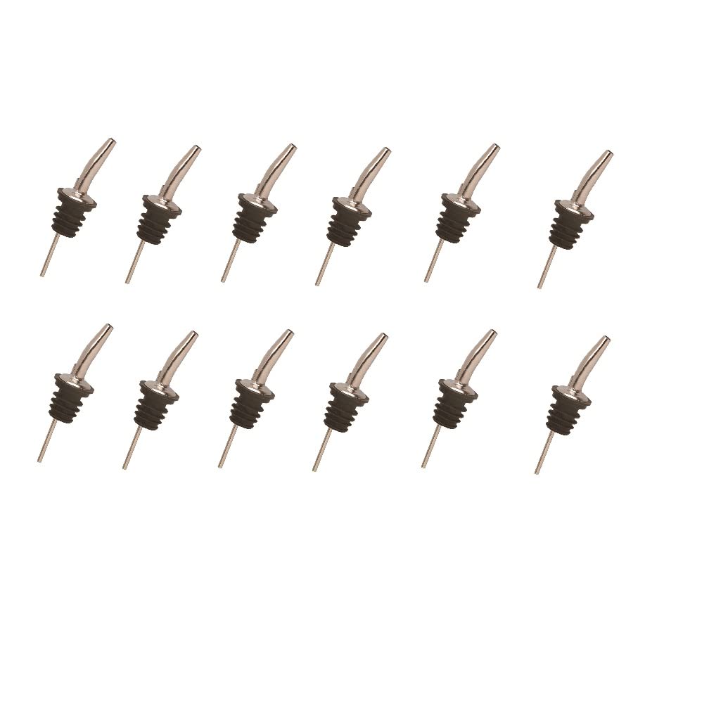 Piazza Metal Pour Cocktail - Tappo Versatore Spillstop Professionale per Barman - Ideale anche come Dosatore per Olio, in Acciaio Inox - Confezione da 12 Pezzi