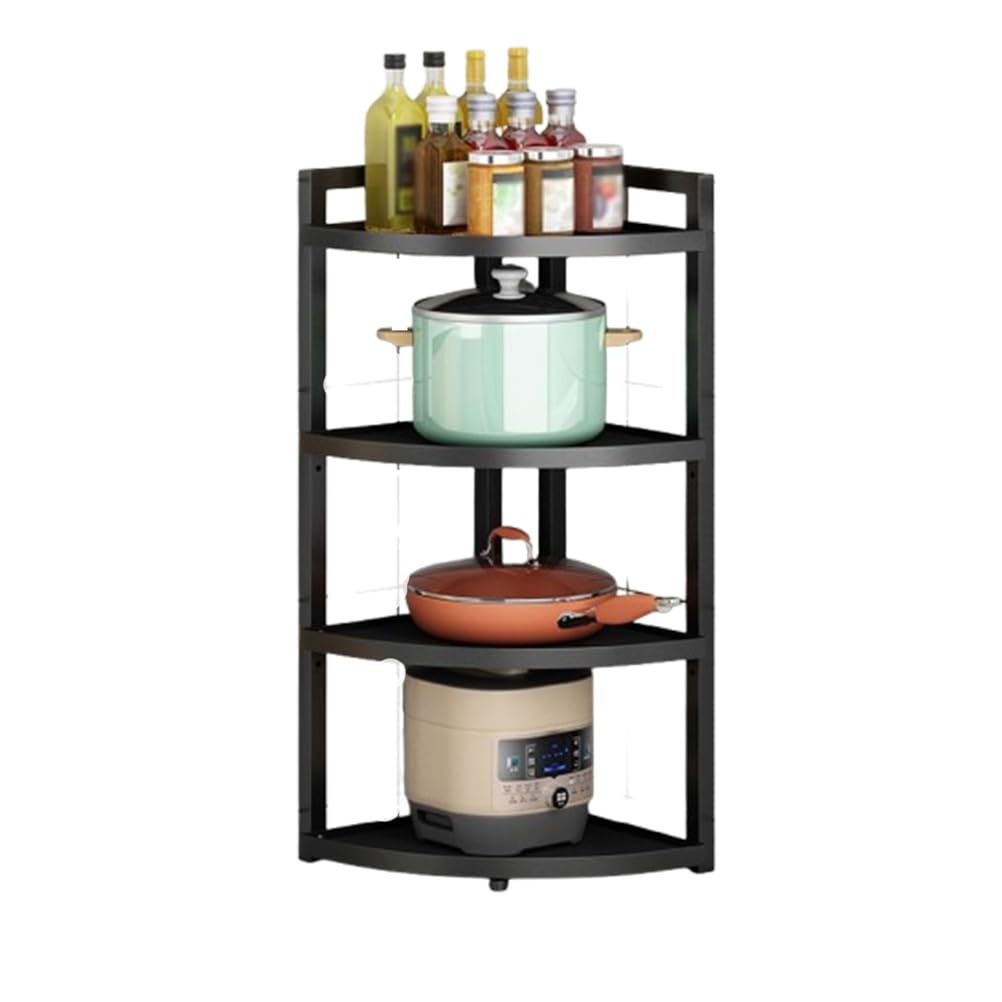Organizador de ollas y sartenes, Niveles de Altura Ajustable, Organizador de Tapa de ollas, Organizador de Almacenamiento para Cocina, encimera, gabinete, Organizador de,Negro,4