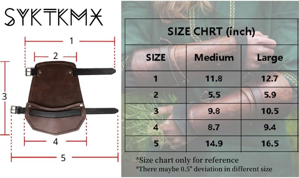 Syktkmx Gauntlet Wristband Medieval Vambrace Arm Cuff Armor Buckled Punk Gothic Faux Leather Costume Bracer - Image 4