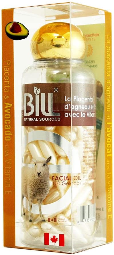 Placenta Facial Moisturizer with Vitamin E & Avocado, 100 Gelcaps, Bill Natur...