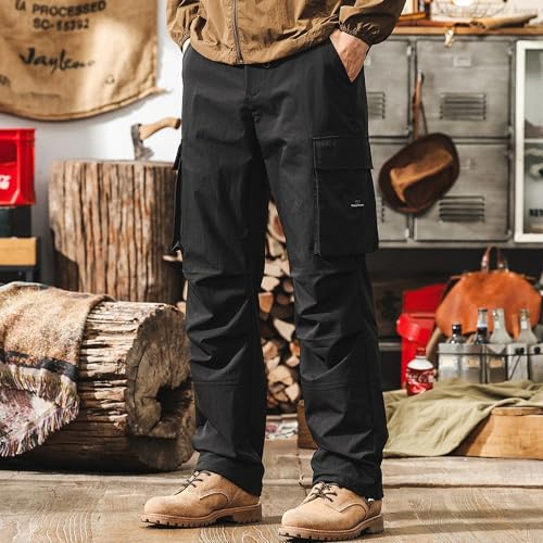XYXIONGMAO Men's Black Casual Hip Hop Streetwear Loose Cargo Pants Multi-Pocket Sweatpants Pleated Techwear Joggers Overalls2