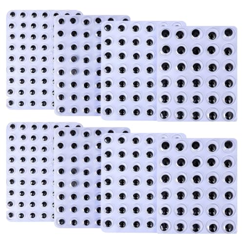 ccHuDE 366 Pcs Self Adhesive Wiggle Googly Eyes Black Sticky Eyes Peel and Stick Eyes Stickers Small Plastic Eyes Stickers Mini Black Eye Stickers Craft Wiggle Eyes for Decoration