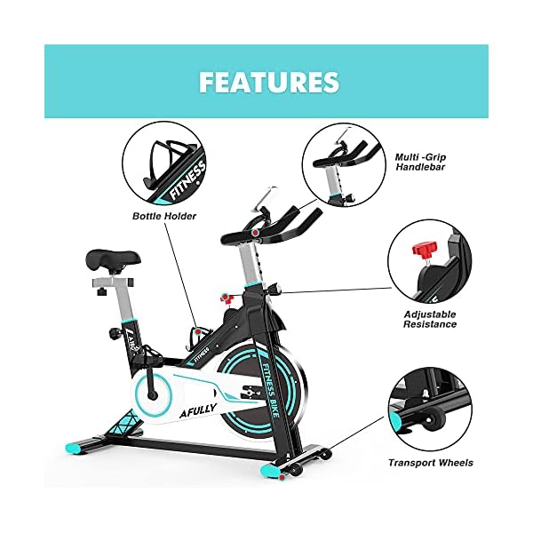 Afully Indoor Exercise Bikes Stationary Fitness Bike Upright Cycling Bikes Belt Drive Home Bicycles with Adjustable Resistance, LCD Monitor&Phone Holder Quiet for Home Cardio Workout