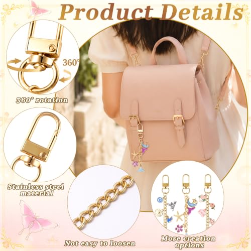 Image of Wurosi 30 Pcs Metal Keychain Making Kit, Bag Charm Chains,Gold