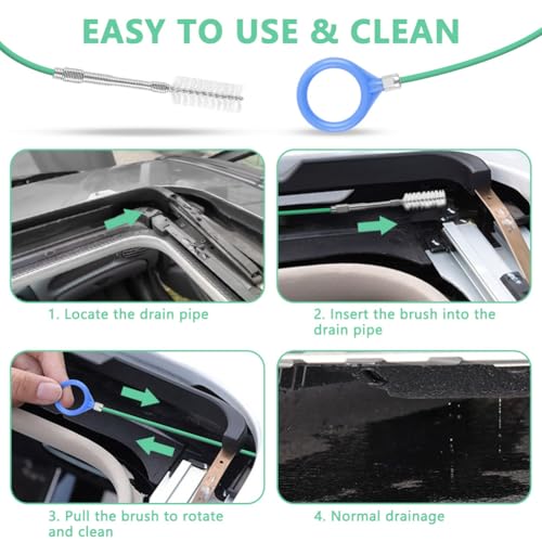 Adiwo Rohrreinigungsbürste Auto, Schiebedach Reinigungsbürste,300 cm Auto Schiebedach Reinigungsbürste, Autowaschausrüstung, Bürsten Reinigung Pflege