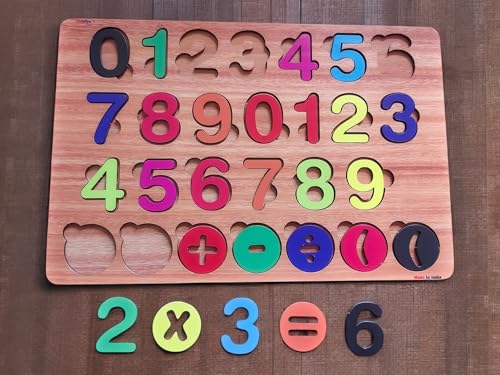 Image of Fiddlys Wooden Educational Jigsaw Puzzles for Toddlers & Preschoolers, Double Layered Wooden Puzzles with Bright Front & Back Print Alphabet Shapes and Numbers Learning, Toy (Alphabet Number Shapes)