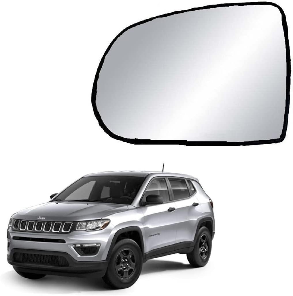 Side View Mirror Glass compatible with Jeep Compass Car 2017-2022 Model (LEFT PASSENGER SIDE)