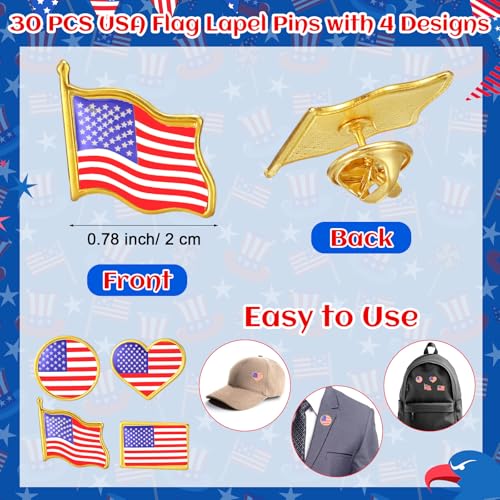 120 Pcs Veterans Day American Flag Lapel Pin Set with 30 Military Veterans Commemorative Token 30 Patriotic Label Pins 30 Card 30 Organza Bag Thank You for Your Service Military Retire Gift3