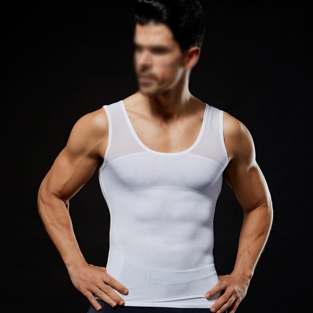 HLTYGWX Hombres Fajas Sin Costuras Ocultar Control De La Barriga Busto Compresión Cuerpo Cintura Entrenador Camiseta Sin Mangas
