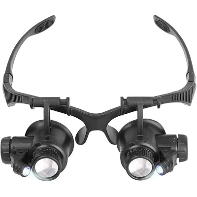 10X 15X 20X 25X LED Magnifier Illuminated Double Eye Glass Jeweler Loupe Repair Magnifying