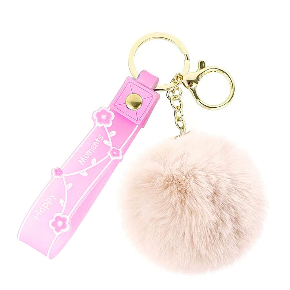 Viwind Pom Pom Keychain Cute Soft Faux Rabbit Fur Ball Keychain for Car Key Ring Phone Handbag Charm Tote Pendant