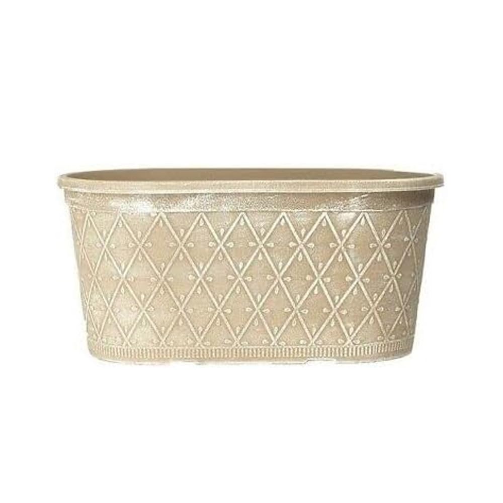 Powdered Whitewashed Trough Window Box – Decorative Plastic Outdoor Planter with Drainage Holes – Weatherproof Outdoor Planter with Drainage Holes Flower Pot for Gardens (Ginger - 40cm, 1Pack)
