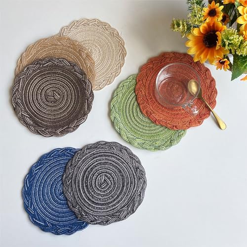 Sets de table ronds coton orange 38cm lavables cuisine - 5