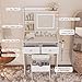 Viaozutis Vanity, Small Vanity Desk with Sliding Mirror, Dimmable LED Lights, 2 Drawers,Vanity Table Ideal for Bedroom (White)