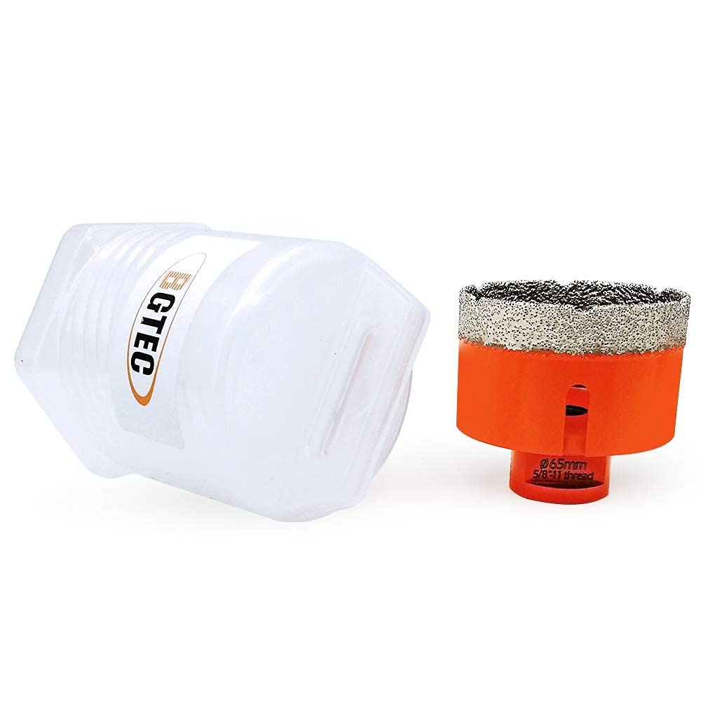 BGTEC 2-1/2" (65mm) Dry Diamond Core Drill Bit – 5/8-11 Thread Hole Saw for Porcelain Tile & Granite, Vacuum Brazed Masonry Drill Bit for 6000 RPM Angle Grinder, with Chip Removal Holes