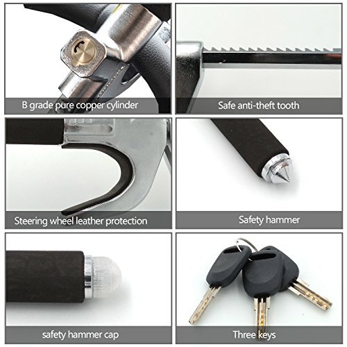 Steering Wheel Locks,car Steering Lock,Heavy Duty Security Anti Theft car Accessories, [ Retractable Hook Structure ] fit with Universal Cars Vans caravans motorhomes,Crook Lock,Steering Wheel Lock - Thumbnail 5