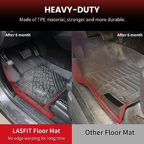 Image of LASFIT Floor Mats & Cargo Mat for Mercedes Benz G Class 2019-2026 | Fit for G550 /G580 /G63 AMG, All Weather TPE Non-Slip, 1st & 2nd Row Car Mats & Trunk Mat, Black