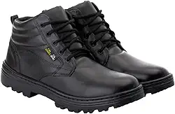 Bota Masculina de Segurança de Couro Legítimo Original para Trabalho Serviço Preta de Cano Curto Confortável Bico Reforçado Biqueira Anti-impacto em PVC Resistente com Palmilha com CA 50782