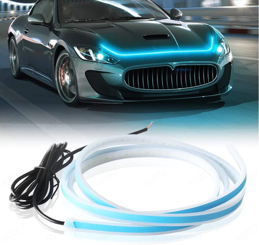 Car Led Lights Exterior Car Hood Light Strip (Color: Ice Blue) Daytime Running Light Compatible with Skoda Yeti