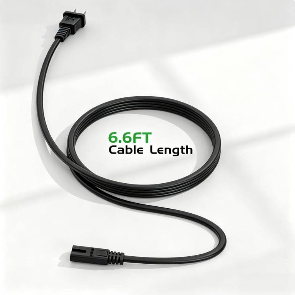 Cable de alimentación para impresora de 6.6 pies, color negro, repuesto para HP OfficeJet Pro 8035 8210 8216 8600 8610 8615 8616 8620 8625 8630 8640 8660 8710 8720 8730 8740 , 2 puntas Cable de