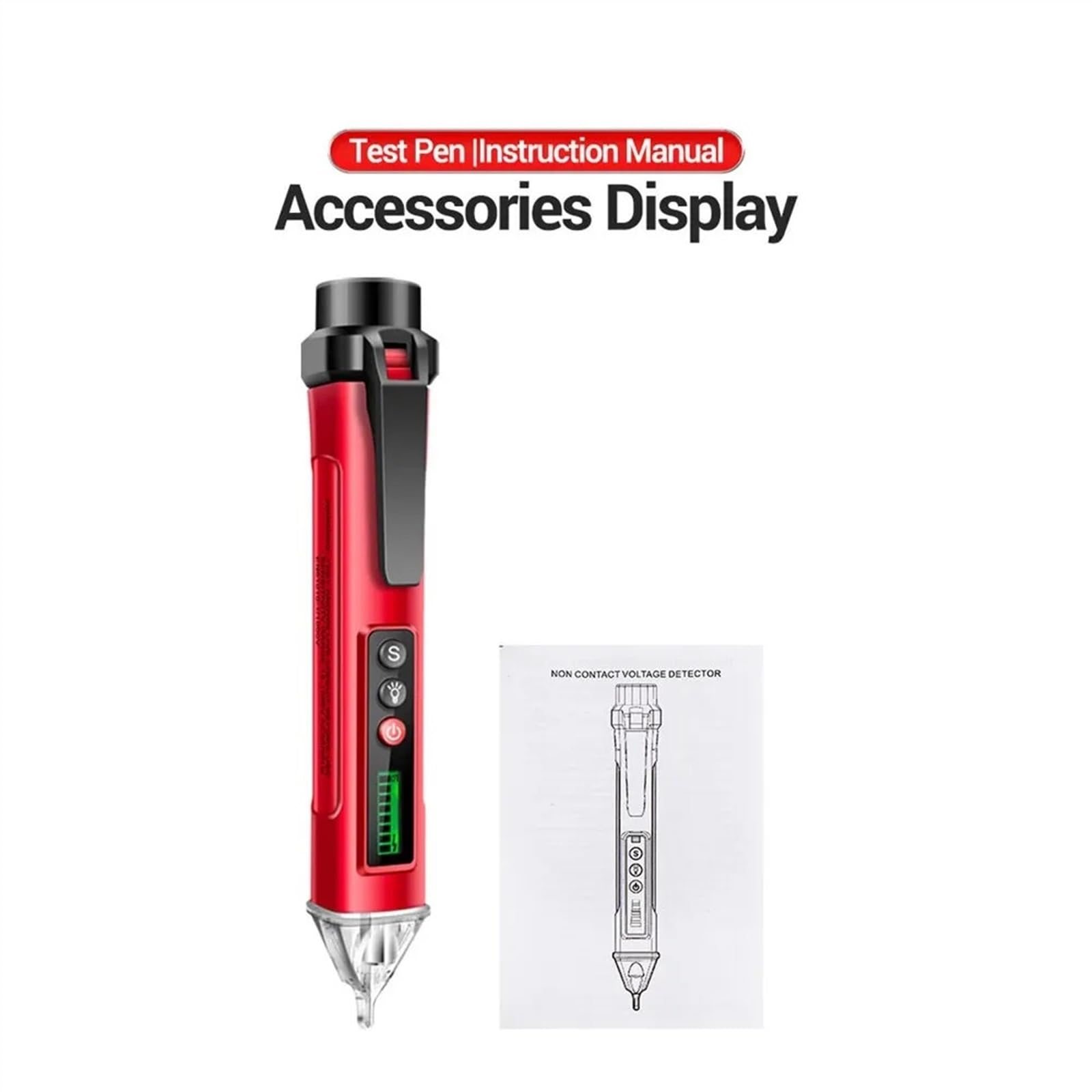 VC1010 Rilevatori di tensione digitale AC/DC senza contatto, tester penna tester 12-1000 V sensore elettrico matita di prova (rosso)
