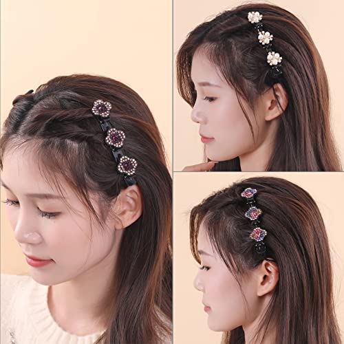 8Pcs Sparkling Crystal Stone Braided Hair Clips For Women, Duckbill Clip With 3 Small Hair Clips,3 Way Braided Hair Clip With Rhinestones For Women/Girls #TOP3
