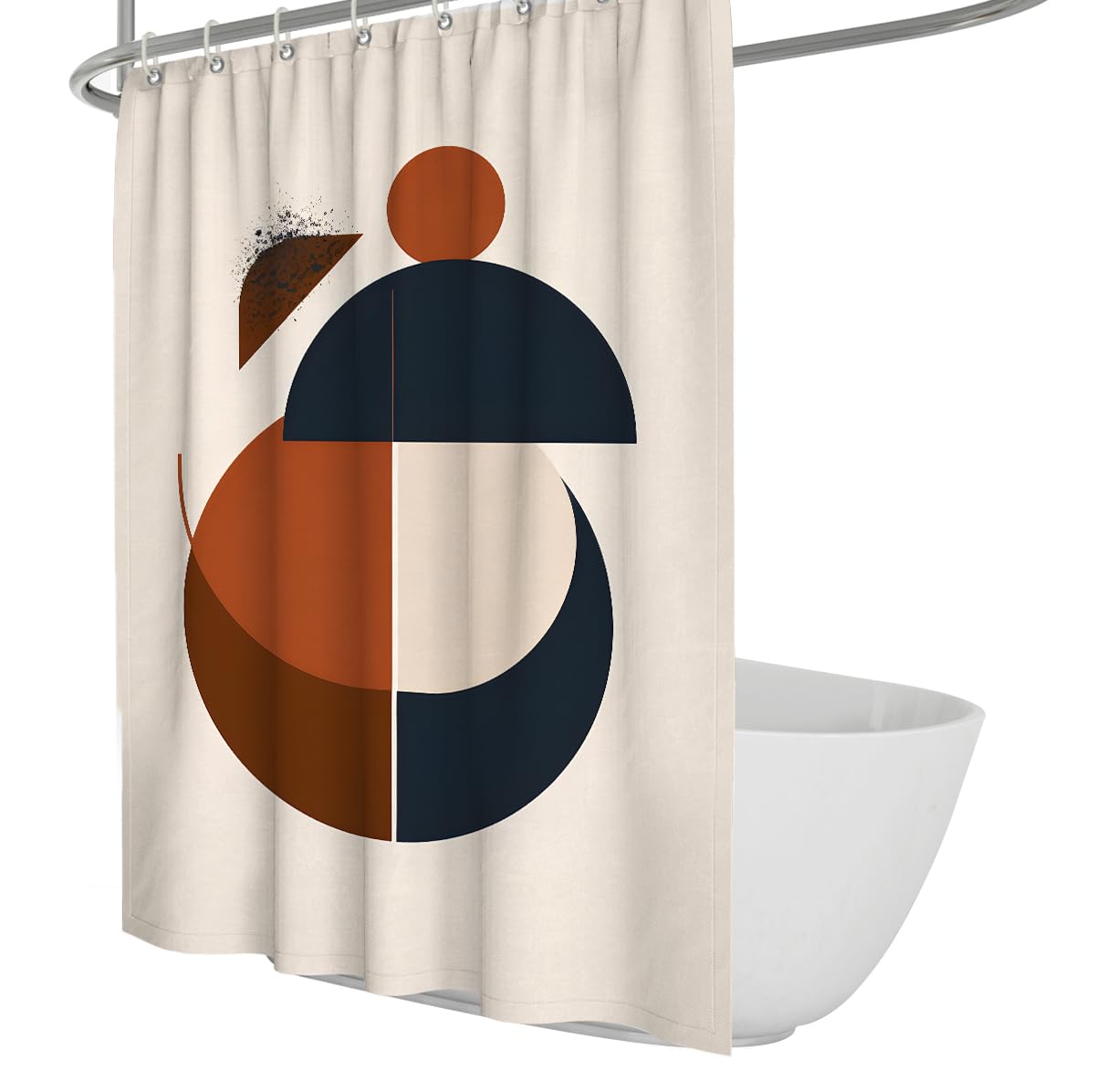 UIRINGART Chic Bathroom Curtains W150xL180cm Geometric Abstract Semi Circle Round Ball Ink Splatter Texture Mould Proof Polyester Fabric Tub Wet Room Shower Curtain