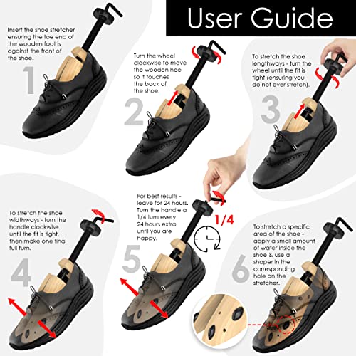 Adjustable Shoe Stretchers with Spray – 2x Wooden Trees, Cedar Balls, Plugs & Storage Bag4