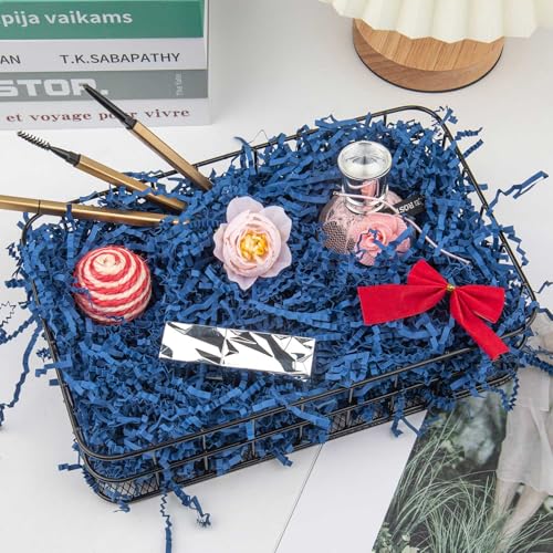 Image of Caleihd Crinkle Cut Paper Shred Filler Gift Cushion Streamer Navy Blue