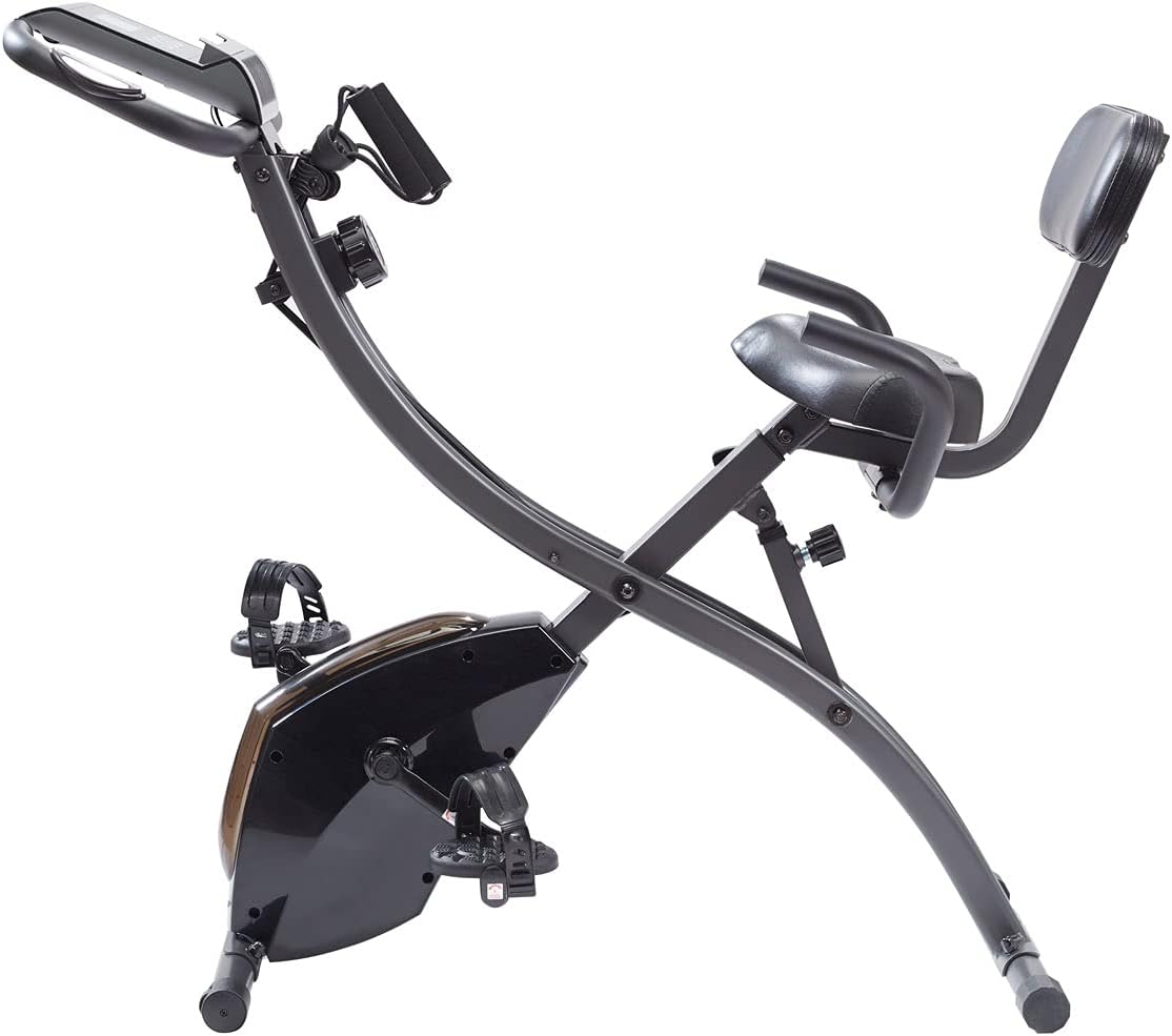 High Street TV Slim Cycle - 2-in-1 Stationary Flat Fold Exercise Bike - For Full Body Cardio - Strength & Resistance Training - Built-In Resistance Bands - Easy Storage - 8 Levels