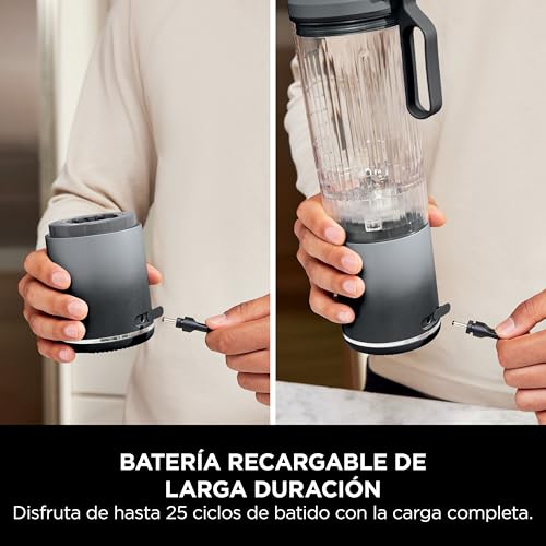 Miniatura 2 de Ninja Blast Max Batidora Portátil De 570 Ml Con Batería Recargable, Vaso Para Mezclas Y Tapa Antigoteo Para Hacer Smoothies, Batidos De Proteínas, Picar Hielo Y Fruta Congelada, Gris Frío, Bc251eugy