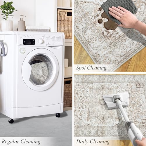 Tapete decorativo 2x3 ligero y lavable beige miniatura 7