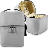 Vista 9 de Organizador de brochas de maquillaje, bolsa de maquillaje, juego de brochas de 7.5 x 5.5 x 4.4 pulgadas, soporte para lápices de viaje profesional