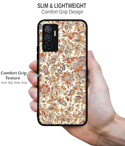 Image of Floral Design Premium 2D Printed Metal Back Case Cover for Vivo V23E 5G / Y75 4G, Multicolor