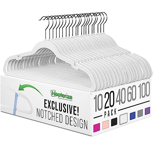 Velvet Hangers 20 Pack White – Heavy Duty Velvet Clothes Hangers - Non Slip Felt Coat And Suit Hangers For Closet - Lightweight Thin Space Saving Ganchos Para Colgar Ropa #TOP27