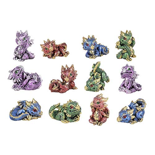 Pacific Giftware Fantasy World Mini Dragon Set of 12 Resin Figurine